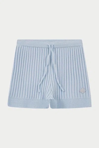 The Couture Club Contrast Knit Mini Shorts - Light Blue