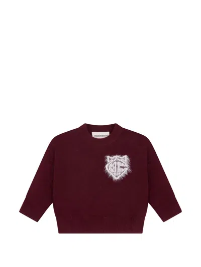 The Couture Club Kids' Crew-neck Sweater In Burgundy