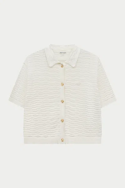 The Couture Club Crochet Knit Short Sleeve Shirt - Off White
