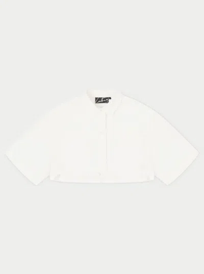 The Couture Club Cropped Poplin Pocket Detail Shirt - White In Multi
