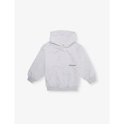 The Couture Club Kids' Design Department Slogan-print Cotton-blend Hoody In Greymarl