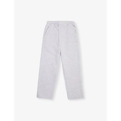 The Couture Club Kids' Elasticated-waistband Straight-leg Cotton-blend Trousers 1-8 Years Greymarl