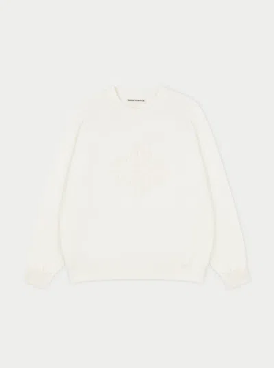 The Couture Club Emblem Embossed Oversized Sweatshirt - Off White