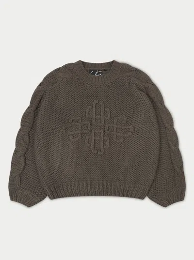 The Couture Club Emblem Oversized Knit Jumper - Cocoa In Brown