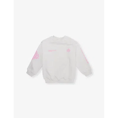 The Couture Club Kids' Emblem-print Round-neck Cotton-blend Sweatshirt 1-8 Y In Offwhite/pink