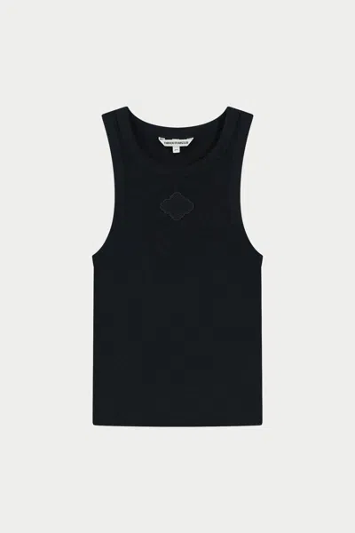 The Couture Club Emblem Rib Vest Top - Black