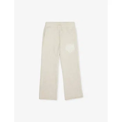 The Couture Club Kids' Beige Emblem Straight-leg Knitted Jogging Bottoms 1-10 In Neutral