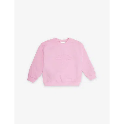 The Couture Club Kids' Embossed-branding Crew-neck Cotton-blend Sweatshirt 1-8 Years Pink