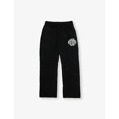 The Couture Club Kids' Fluffy Branded Knit Jogging Bottoms 1-8 Years Black