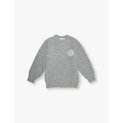 The Couture Club Kids' Fluffy Branded Knit Jumper 1-8 Years Greymarl