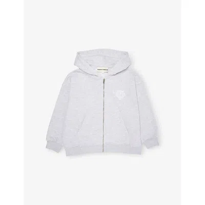 The Couture Club Kids' Greymarl Applique-logo Relaxed-fit Cotton-blend Hoody 1-9 In White