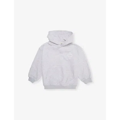 The Couture Club Kids' Brand-print Kangaroo-pocket Woven-blend Hoody 1-8 Y In Greymarl