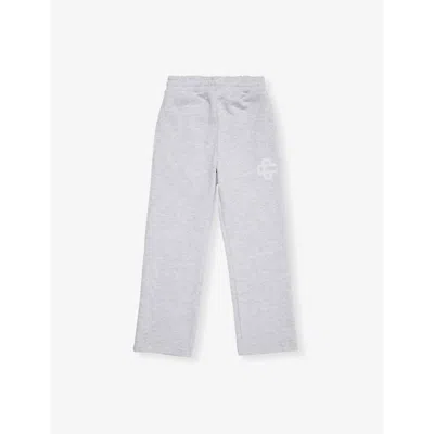 The Couture Club Kids' Greymarl Emblem-appliqué Straight-leg Stretch-woven Jogging Bottoms 1-8