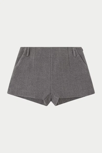 The Couture Club Herringbone Tailored Mini Shorts - Grey In Brown
