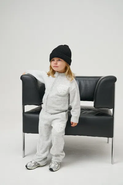 The Couture Club Junior Monogram Emblem Fluffy Knit Joggers - Grey Marl In Gray