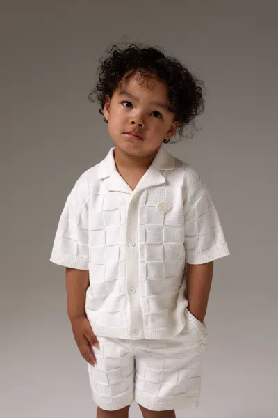 The Couture Club Kids Checkerboard Knitted Shirt - Off White