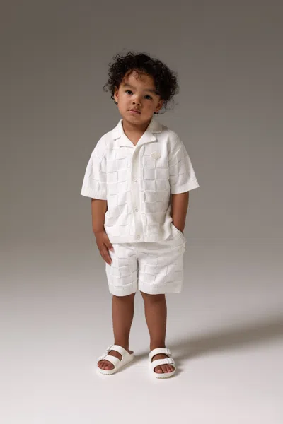 The Couture Club Kids Checkerboard Knitted Short - Off White
