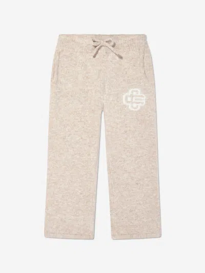 The Couture Club Kids Fluffy Knit Emblem Joggers In Beige