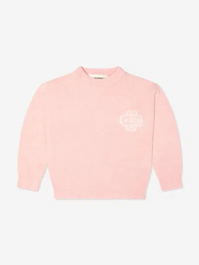 The Couture Club Kids Fluffy Knit Emblem Jumper In Pink