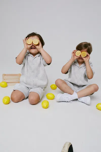 The Couture Club Kids Knitted Checkerboard Shirt - Grey In Gray