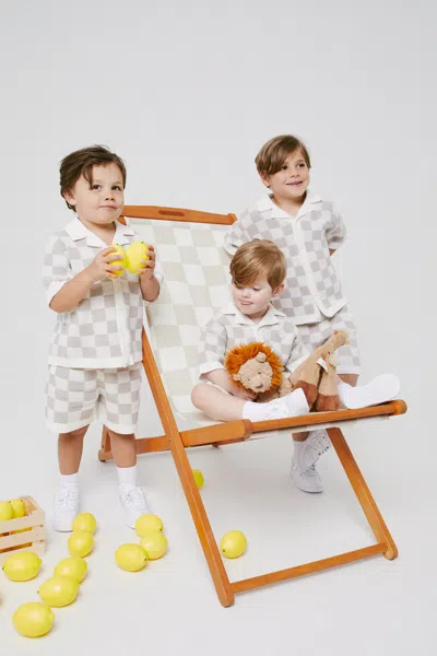 The Couture Club Kids Knitted Checkerboard Shirt - Off White In Multi