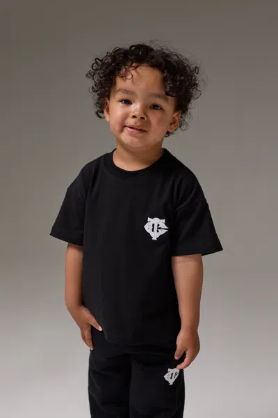 Kids Monogram Emblem Applique T-shirt - Black from The Couture Club