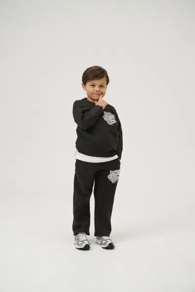 The Couture Club Kids Monogram Emblem Fluffy Knit Joggers - Brown