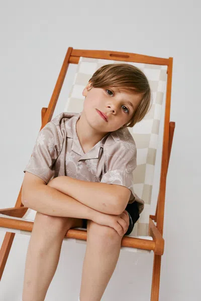 Kids Palm Print Shirt - Beige In Neutral from The Couture Club