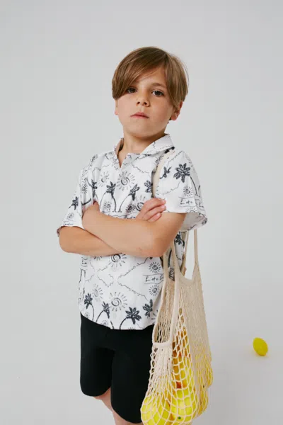 Kids Palm Print Shirt - White In Multi from The Couture Club