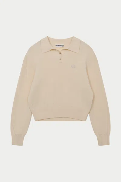 The Couture Club Knitted Button Through Polo - Buttermilk In Neutral