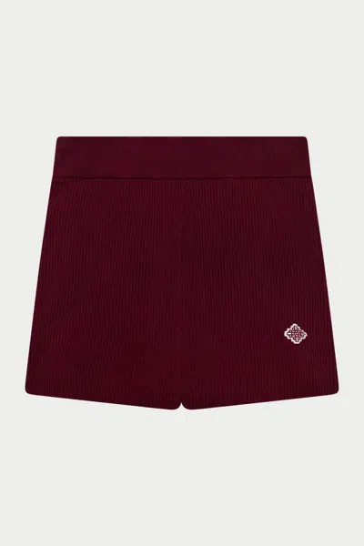 The Couture Club Knitted Mini Shorts - Burgundy
