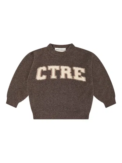 The Couture Club Kids' Logo-intarsia Jumper In Brown