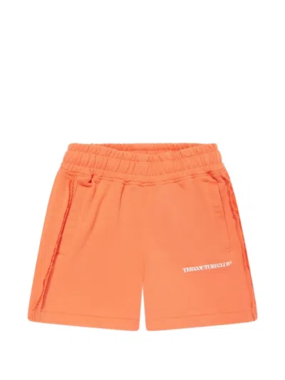 The Couture Club Babies' Logo-print Raw-trim Shorts In Orange