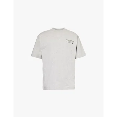 The Couture Club Mens Greymarl Script Logo-print Regular-fit Cotton-jersey T-shirt