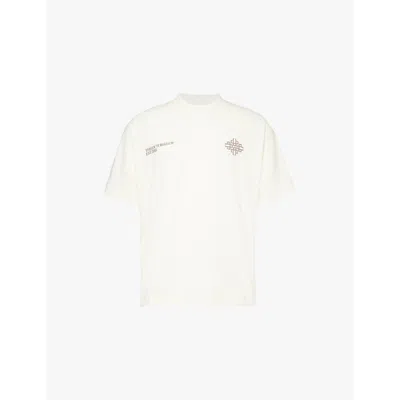 The Couture Club Mens Off White Blurred Graphic-print Cotton-jersey T-shirt