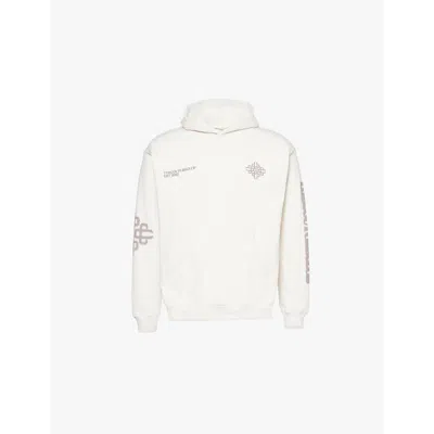 The Couture Club Mens Offwhite Blurred Emblem Text-print Relaxed-fit Hoody