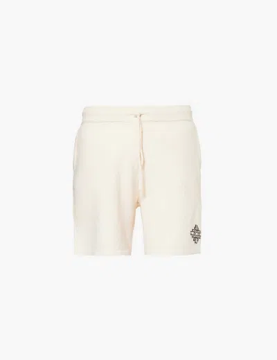 The Couture Club Mens Offwhite Fluffy-knit Brand-pattern Regular-fit Knitted Shorts