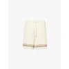 The Couture Club Mens Offwhite Stripe-hem Relaxed-fit Cotton Crochet-knit Shorts In Offwhite