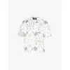 The Couture Club Mens White Palm-print Short-sleeved Stretch-woven Shirt In White