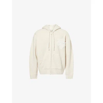 The Couture Club Mens Beige Fluffy Emblem Knitted Hoody Xxl In Neutral