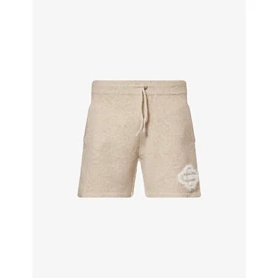 The Couture Club Mens  Fluffy Emblem Relaxed-fit Knitted Shorts