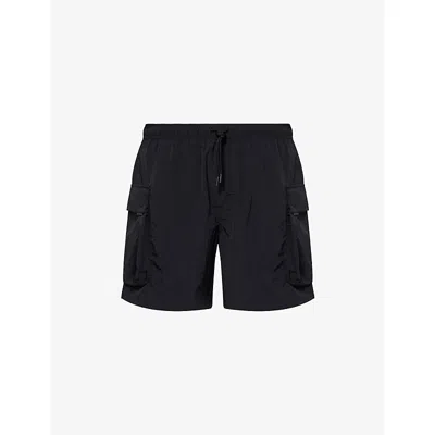 The Couture Club Mens Black Cargo-pocket Relaxed-fit Swim Shorts Xl