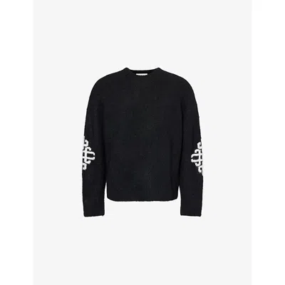 The Couture Club Mens Black Emblem Brushed Knitted Jumper Xl