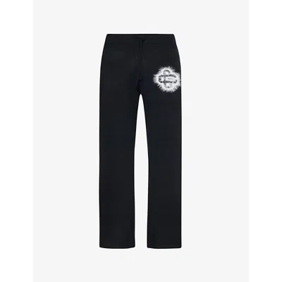 The Couture Club Mens Black Emblem Straight-leg Stretch-knit Jogging Bottoms