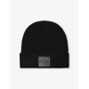 The Couture Club Mens  Fluffy Emblem-patch Knitted Beanie In Black