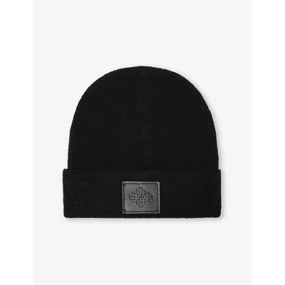 The Couture Club Mens  Fluffy Emblem-patch Knitted Beanie In Black