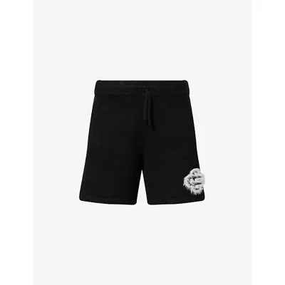 The Couture Club Mens  Fluffy Emblem Relaxed-fit Knitted Shorts