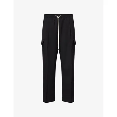 The Couture Club Mens Pleated Wide-leg Woven Trousers Black