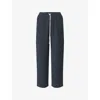 The Couture Club Mens Ribbed Wide-leg Cotton-jersey Jogging Bottoms Black In Blue