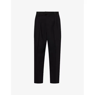 The Couture Club Mens Black Tailored Barrel-leg Stretch-woven Trousers